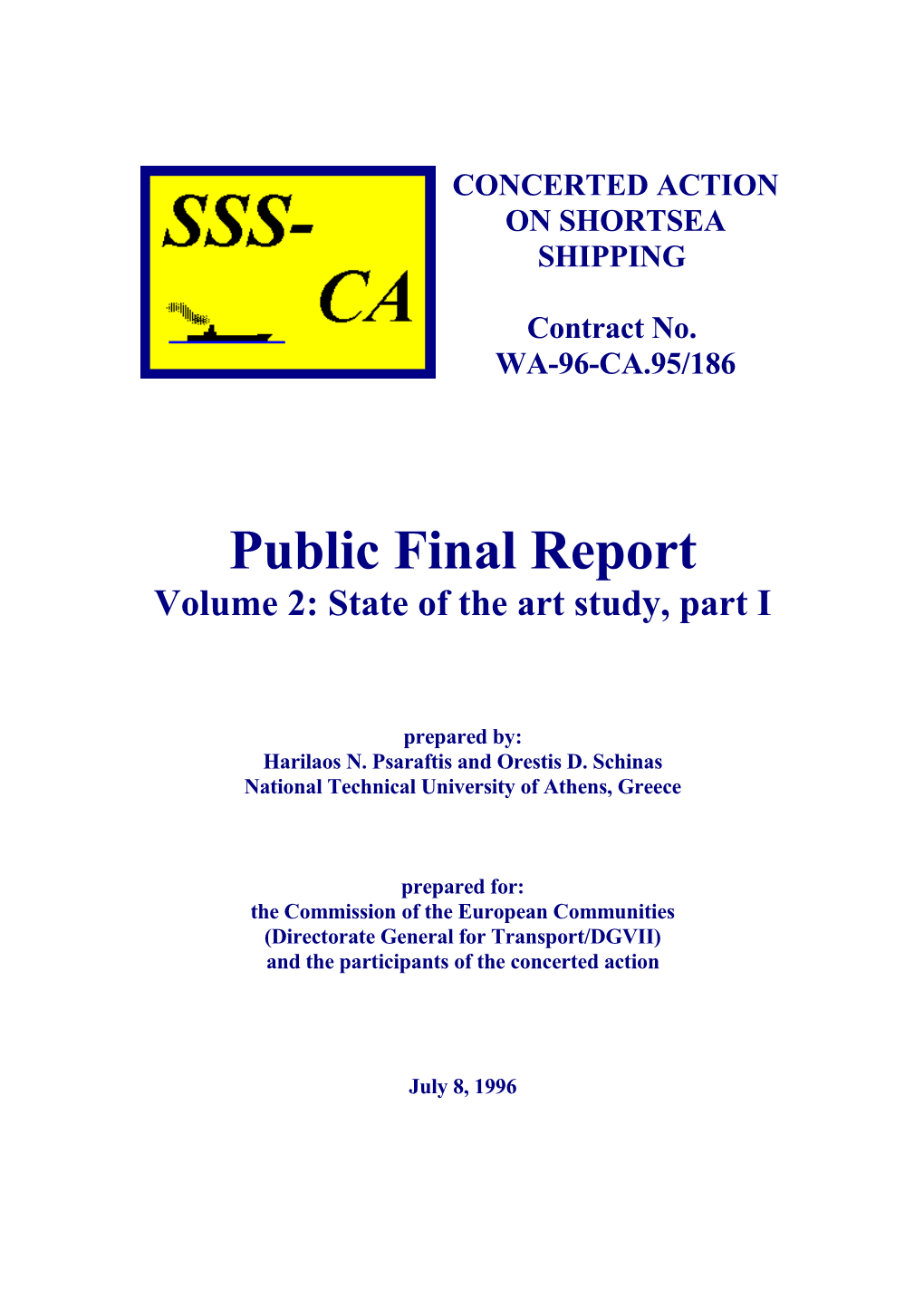 Concerted Action on Shortsea Shipping State of the Art Study Part I