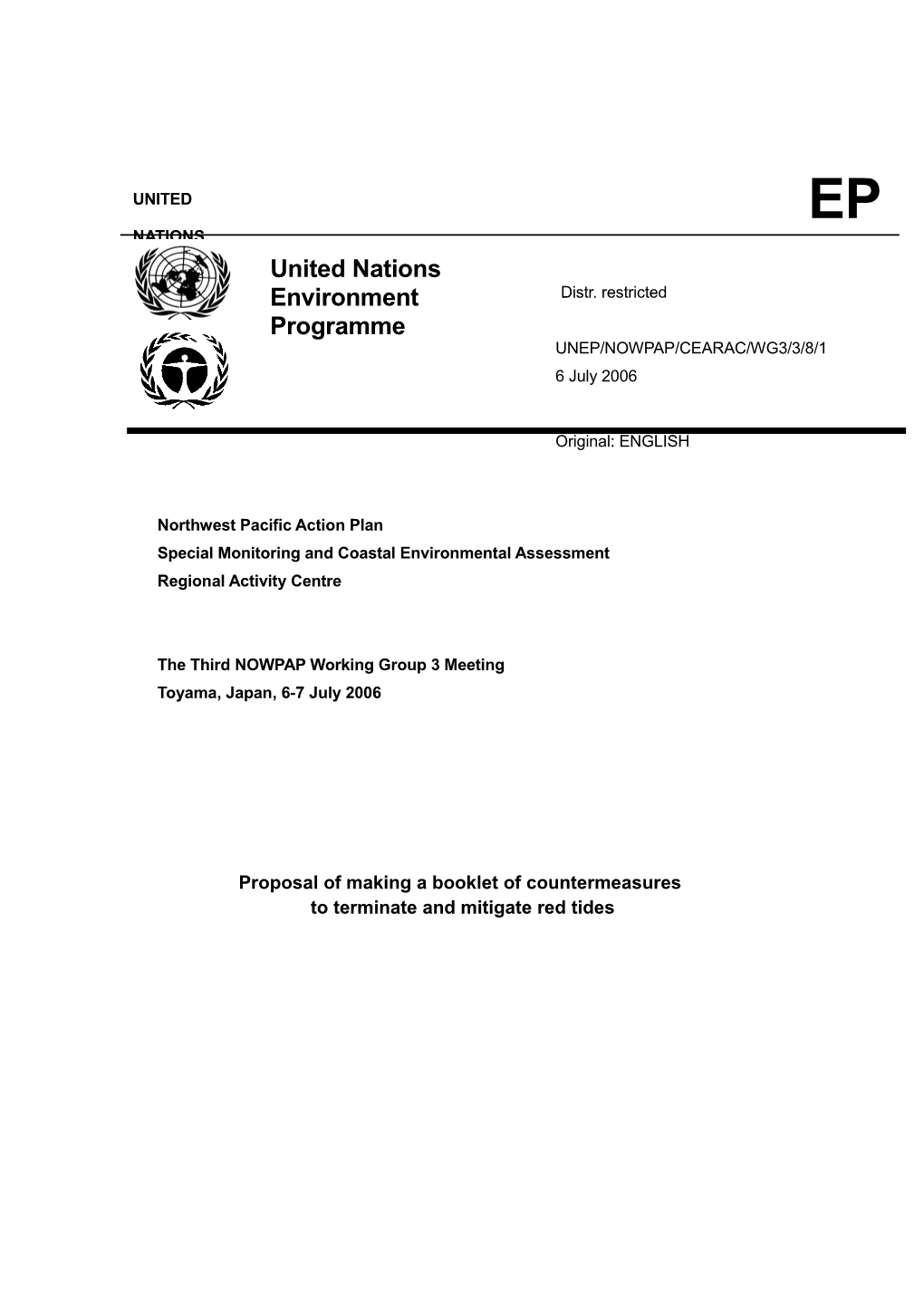 Workplan and Budget of the NOWPAP WG3 (HAB)
