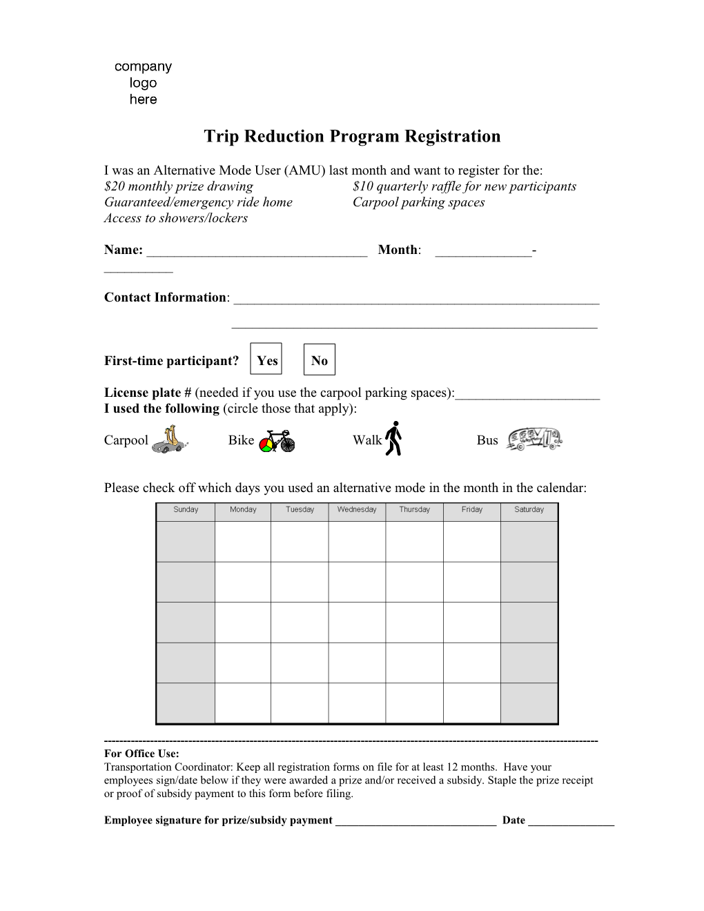 Trip Reduction Program Registration
