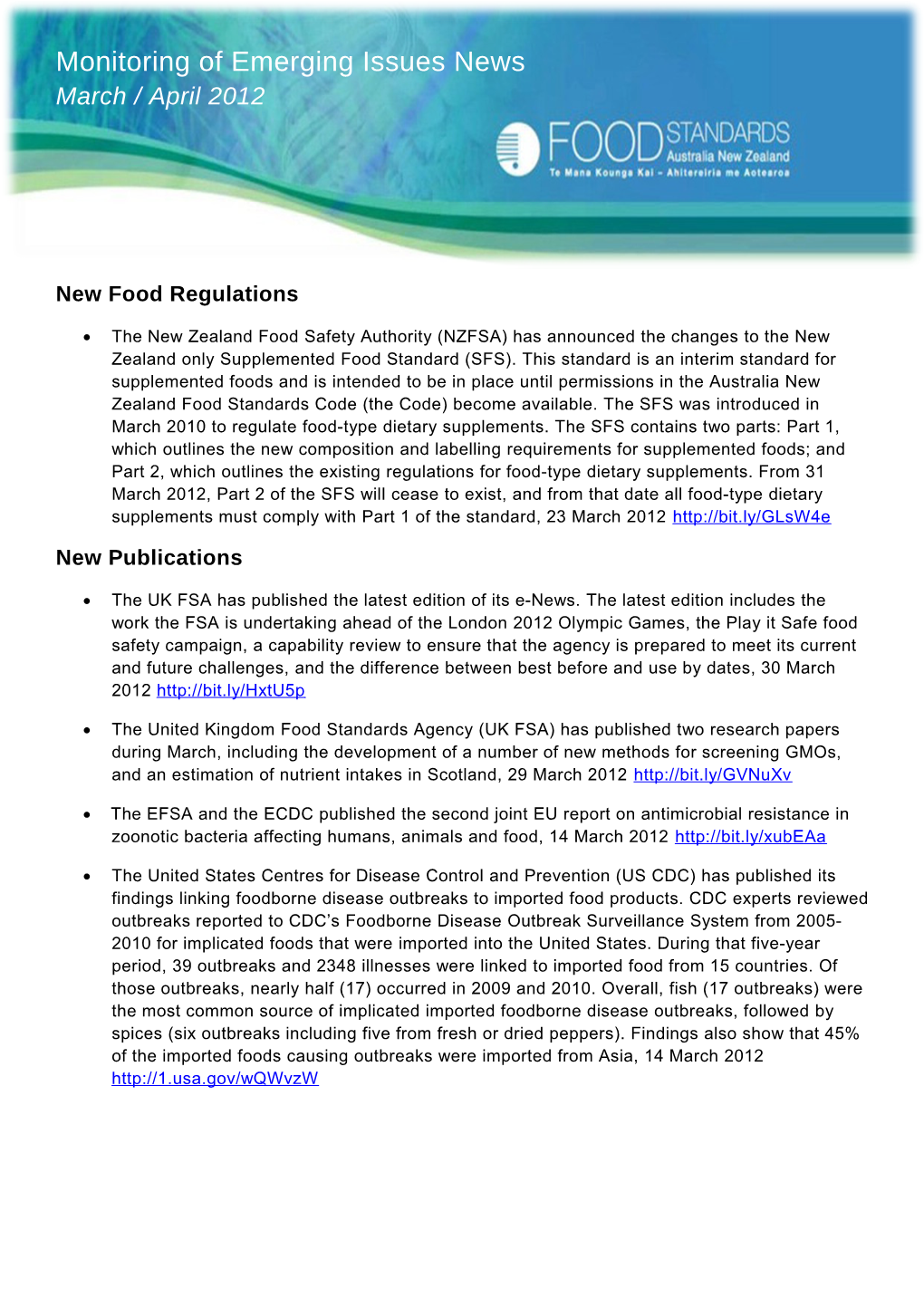 New Food Regulations