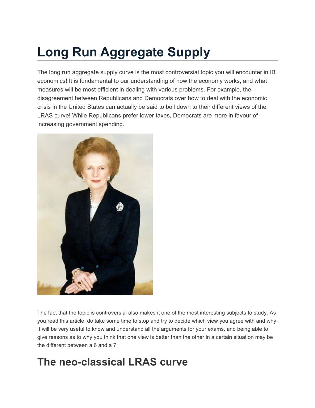 Long Run Aggregate Supply