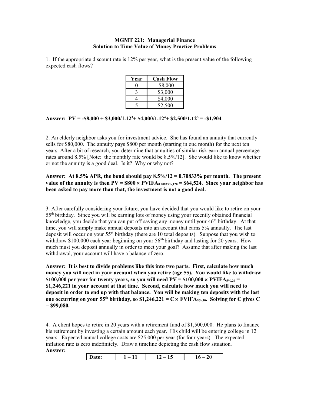 MGMT 221: Managerial Finance