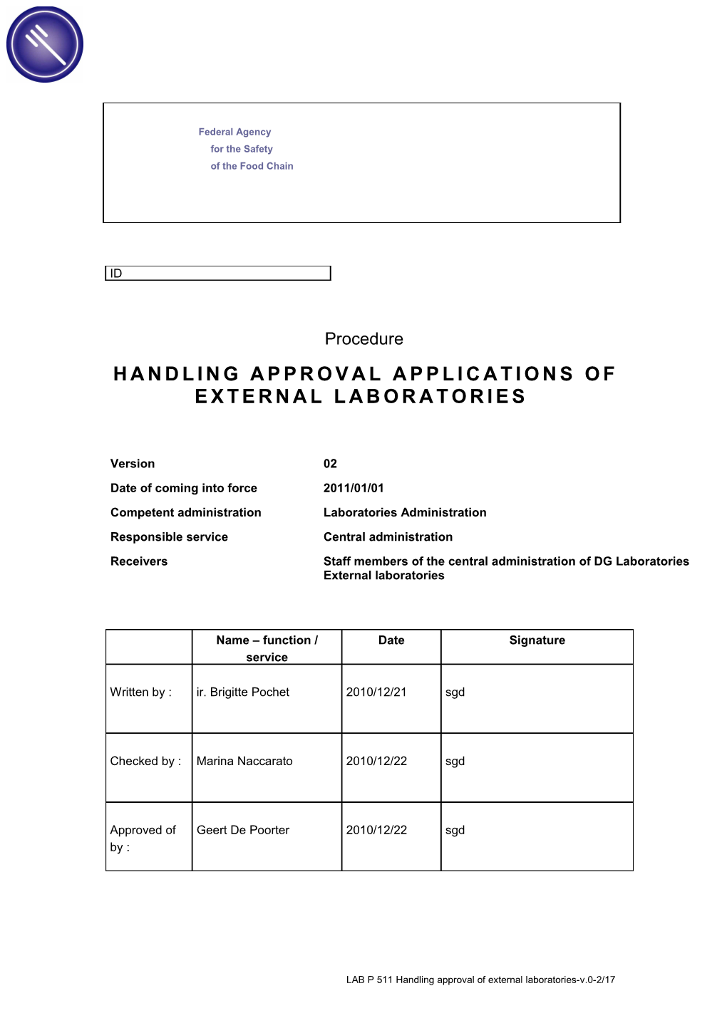 Handling Approval Applications of External Laboratories