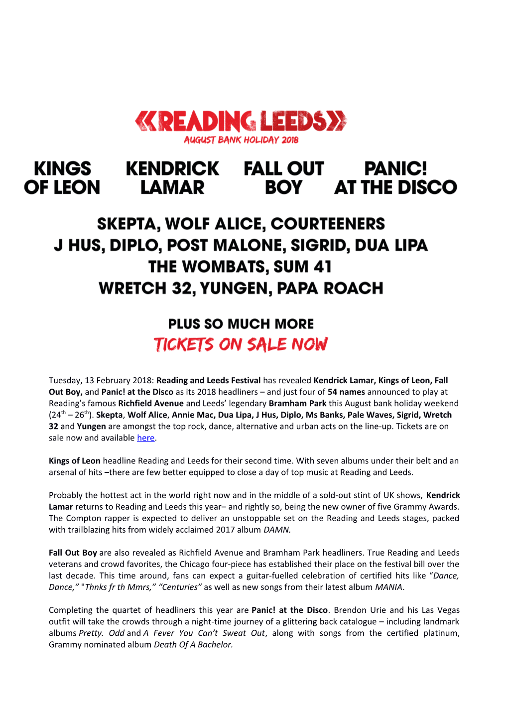 Kings of Leon Headline Reading and Leeds for Their Second Time. with Seven Albums Under