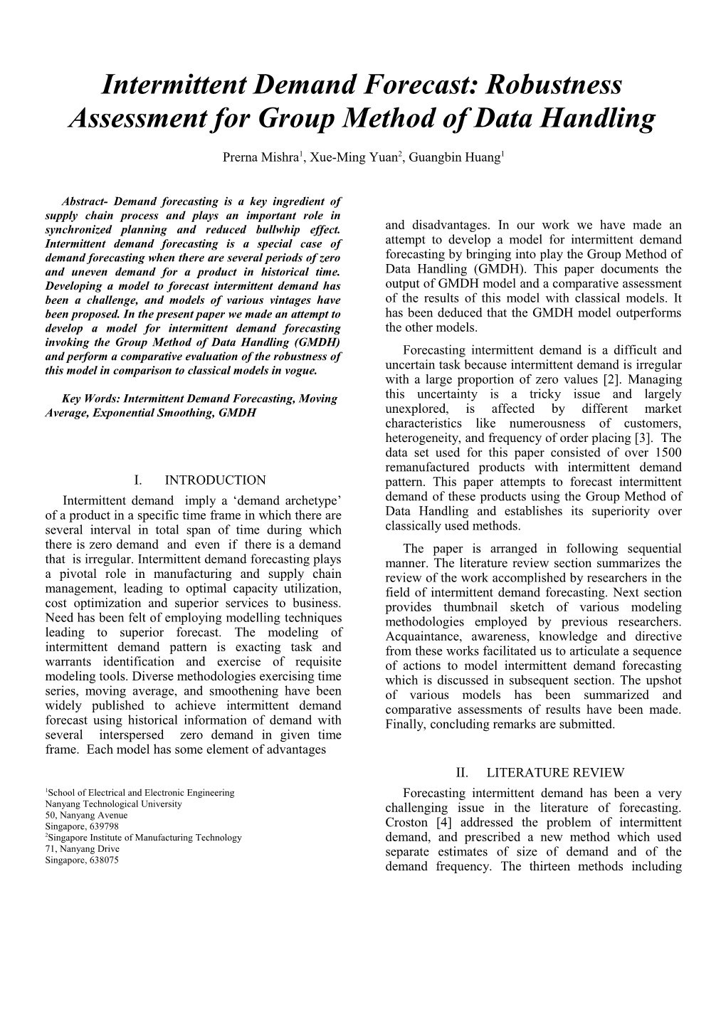 Intermittent Demand Forecast: Robustness Assessment for Group Method of Data Handling