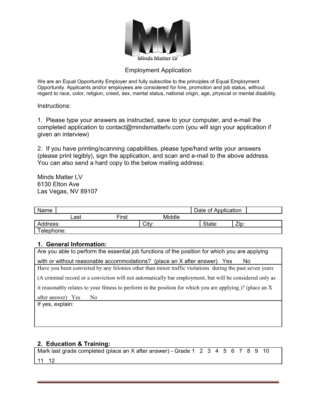 Employment Application s43