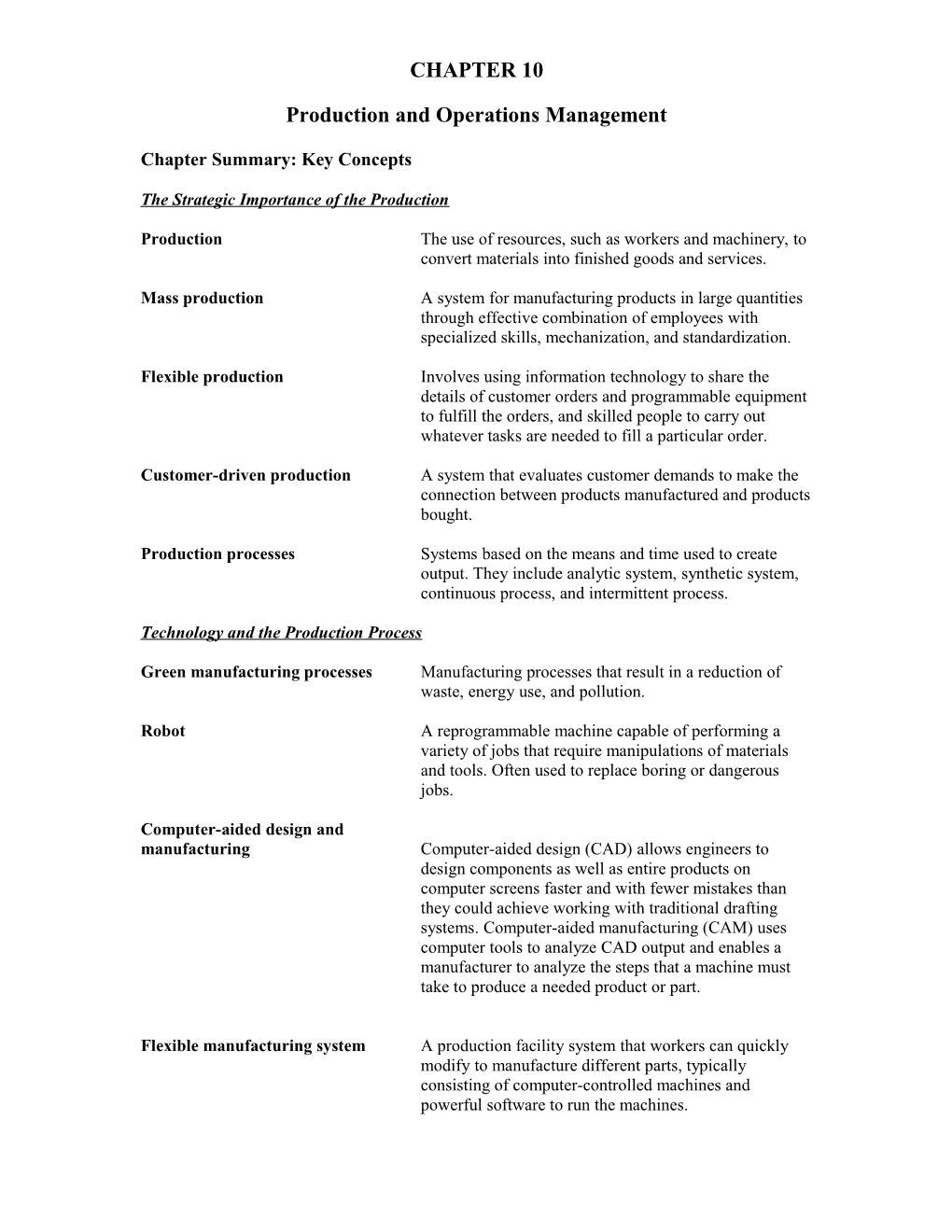 Chapter 10 Production and Operations Management 10-13