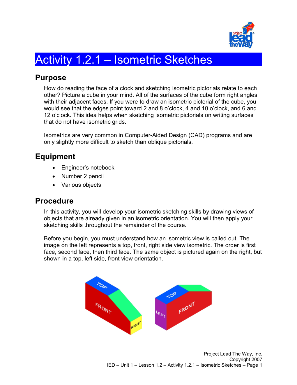 Activity 1.2.1:Isometric Sketches