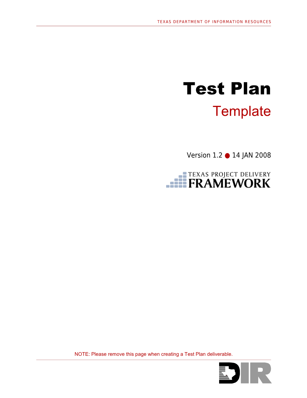 Texas Test Plan Template