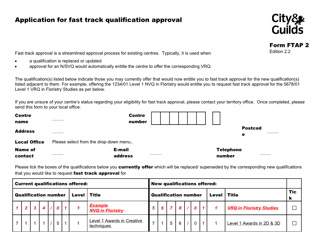 Fast Track Form FTAP 2 s1