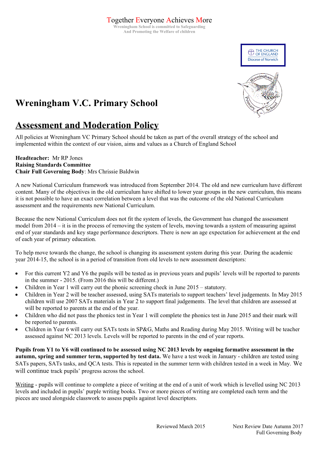 Assessment and Moderation Policy s1