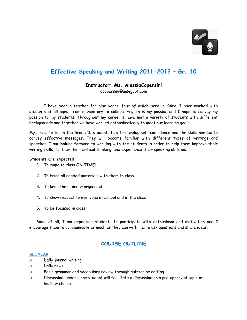 Effective Speaking and Writing 2011-2012 Gr. 10