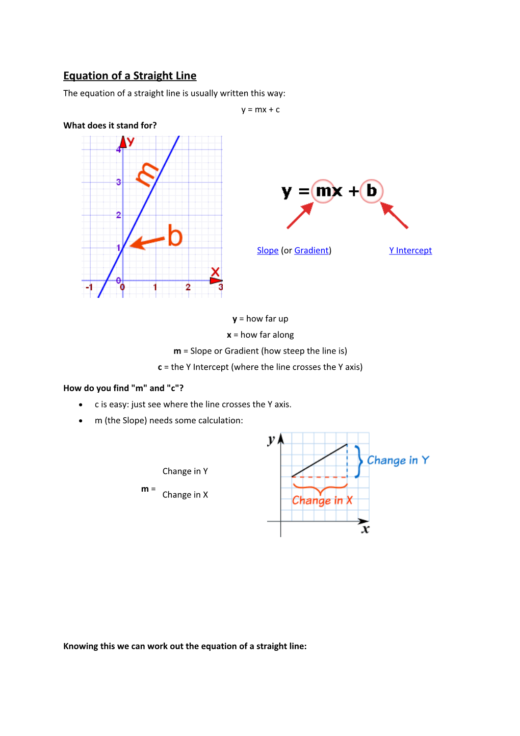 The Equation of a Straight Line Is Usually Written This Way