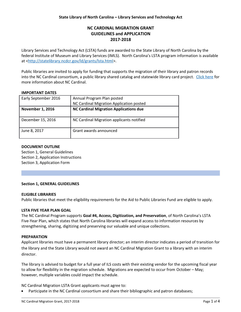 State Library of North Carolina Library Services and Technology Act