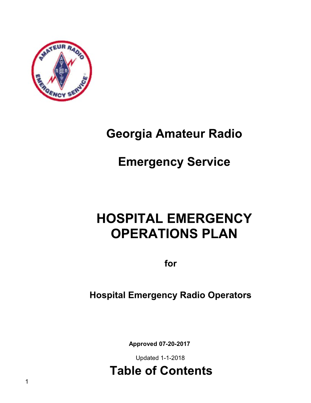 GA ARES Hospital Emergency Operations Plan DRAFT