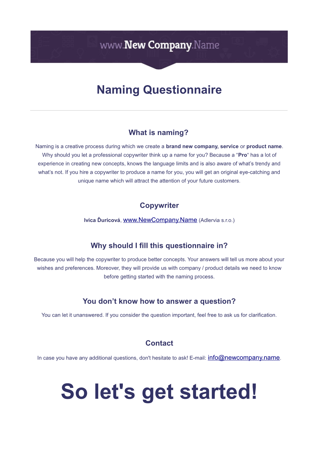 Naming Questionnaire