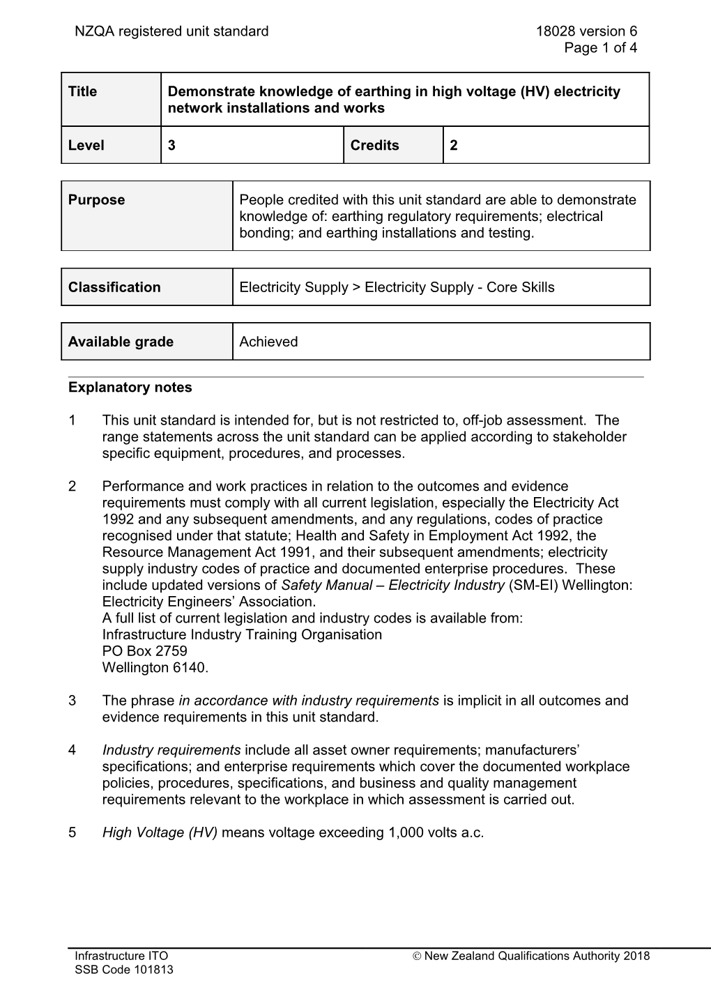 18028 Demonstrate Knowledge of Earthing in High Voltage (HV) Electricity Network Installations