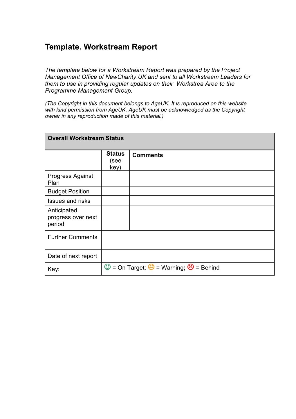 Workstream Report Template