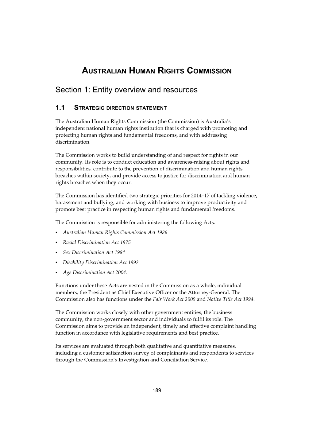 Portfolio Budget Statements - AUSTRALIAN HUMAN RIGHTS COMMISSION