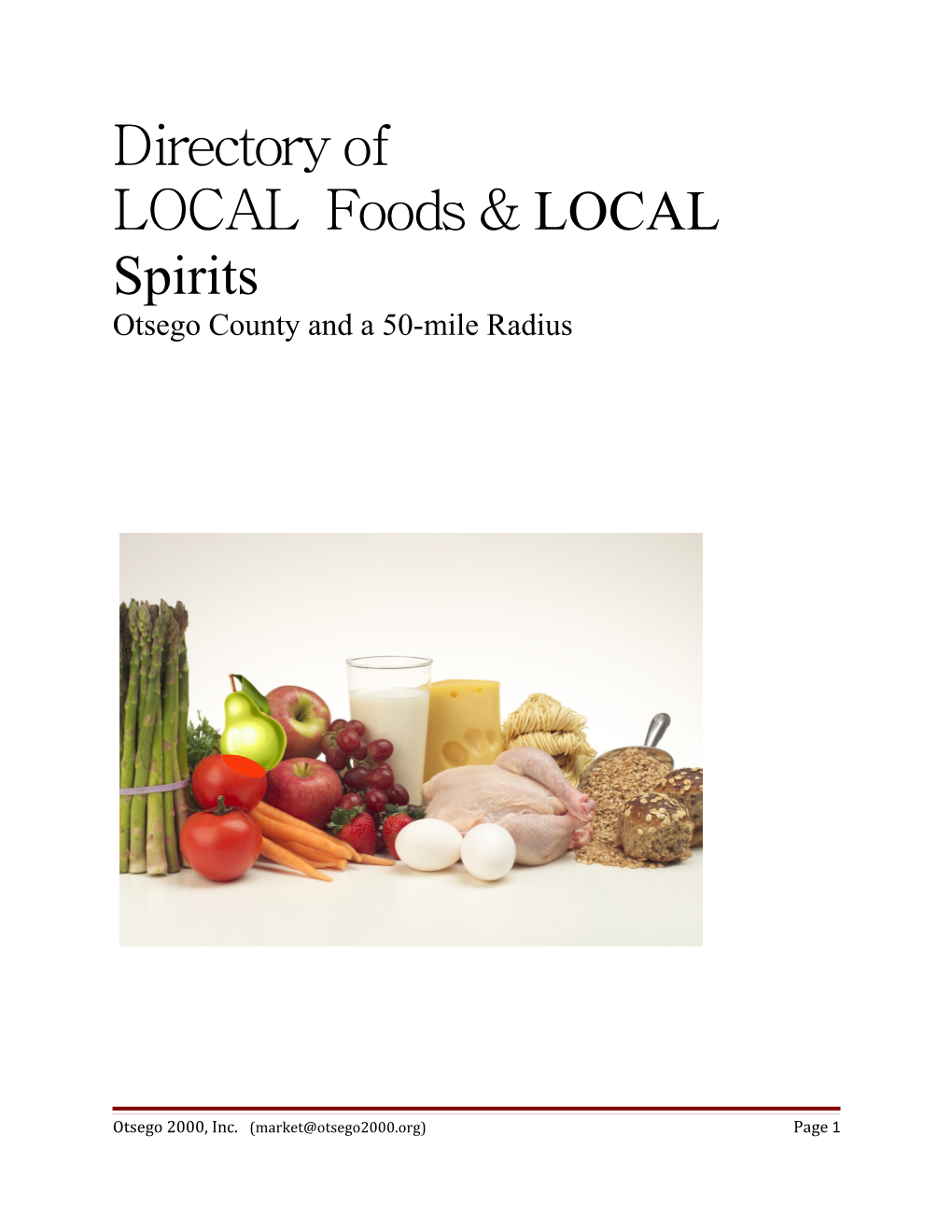 Directory of LOCAL Foods & LOCAL Spirits