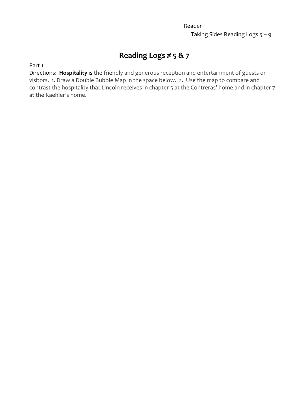 Taking Sides Reading Logs 5 9