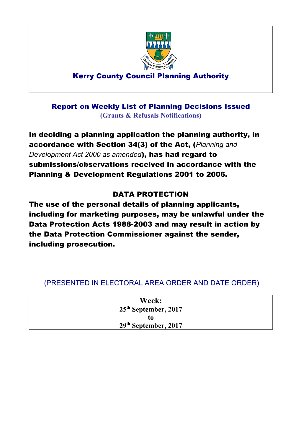 Kerry County Council Planning Authority