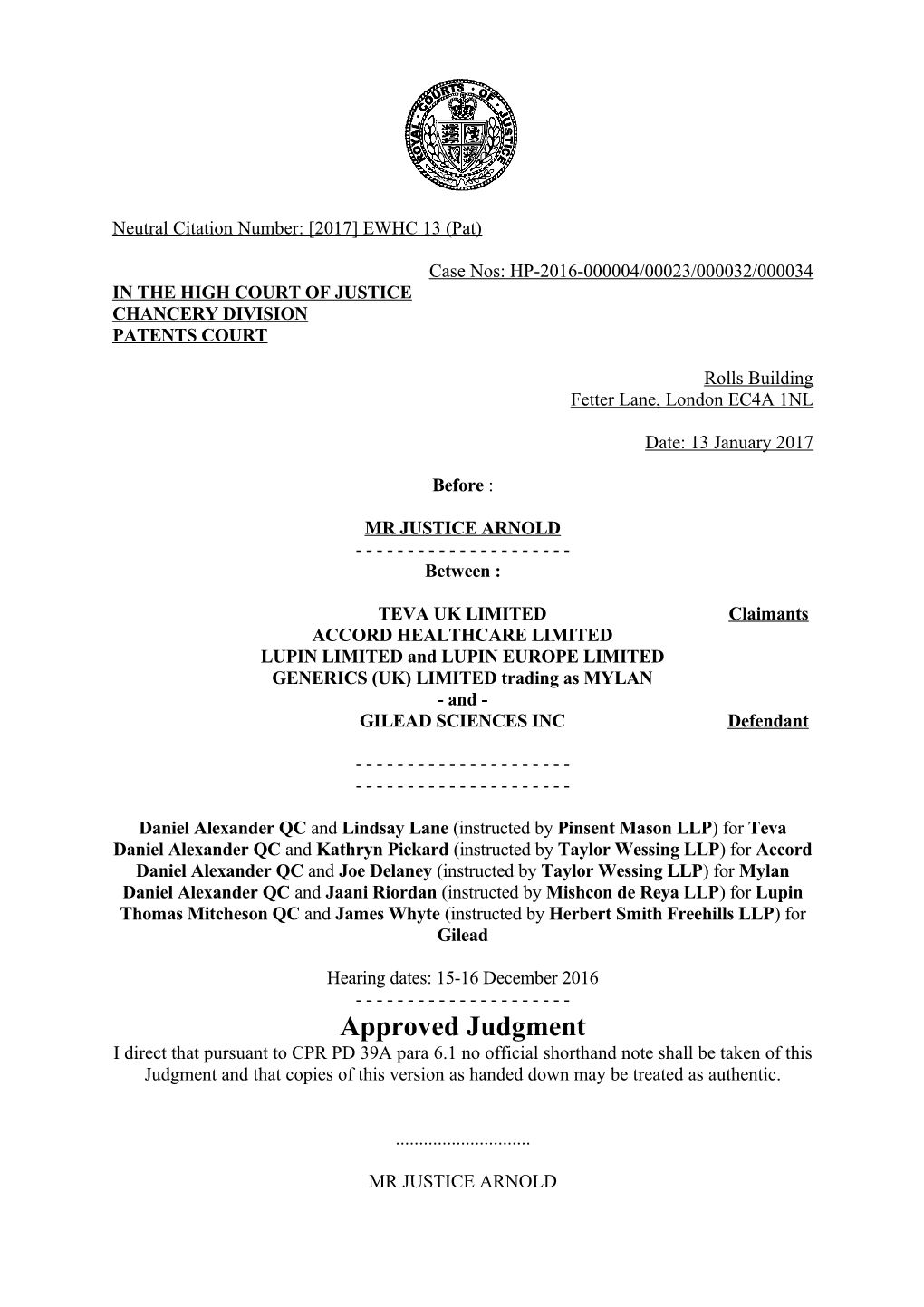 High Court Judgment Template s16