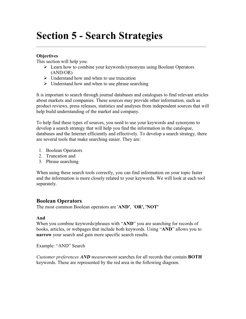 Section 5 - Search Strategies