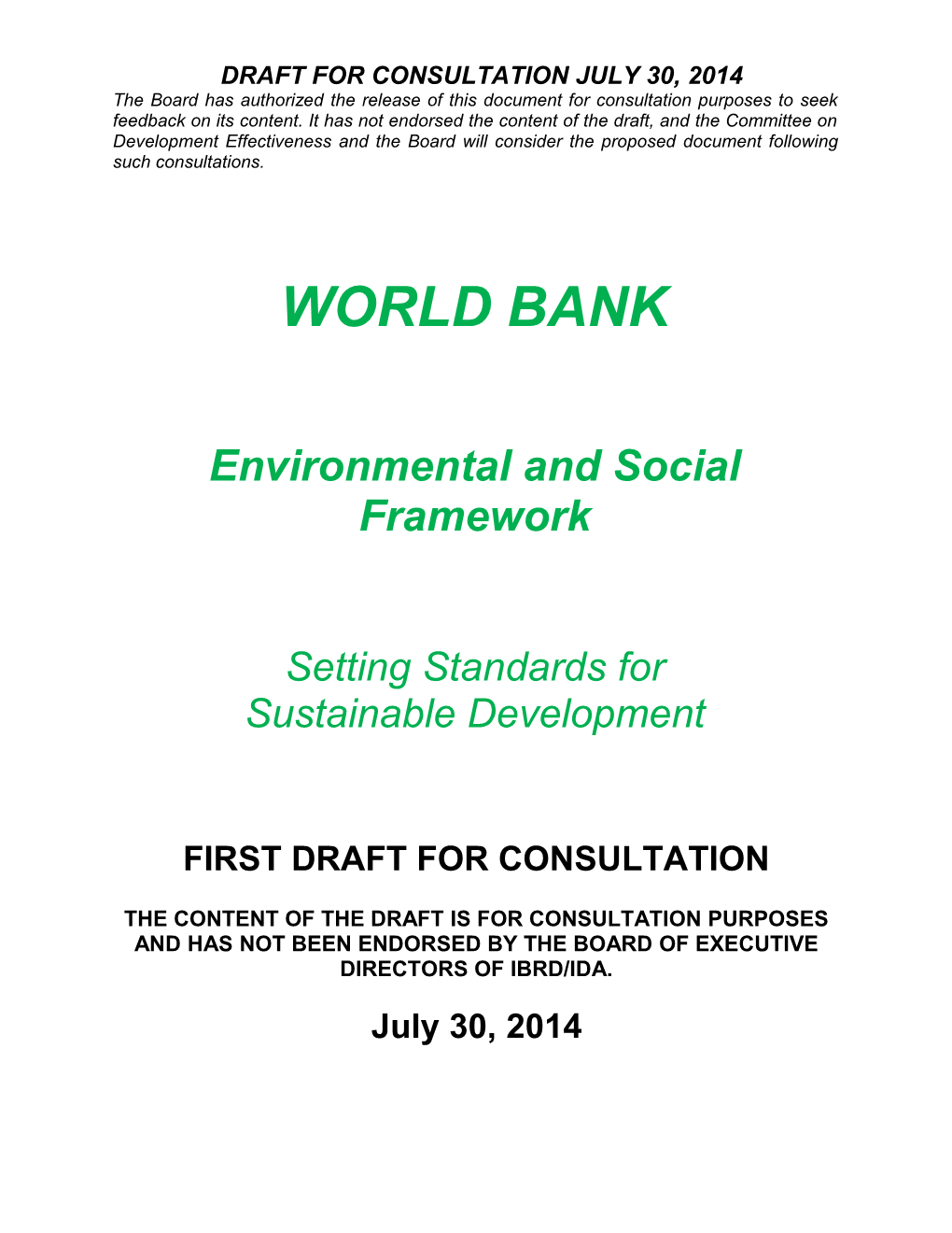 Draft for Consultation July 30, 2014