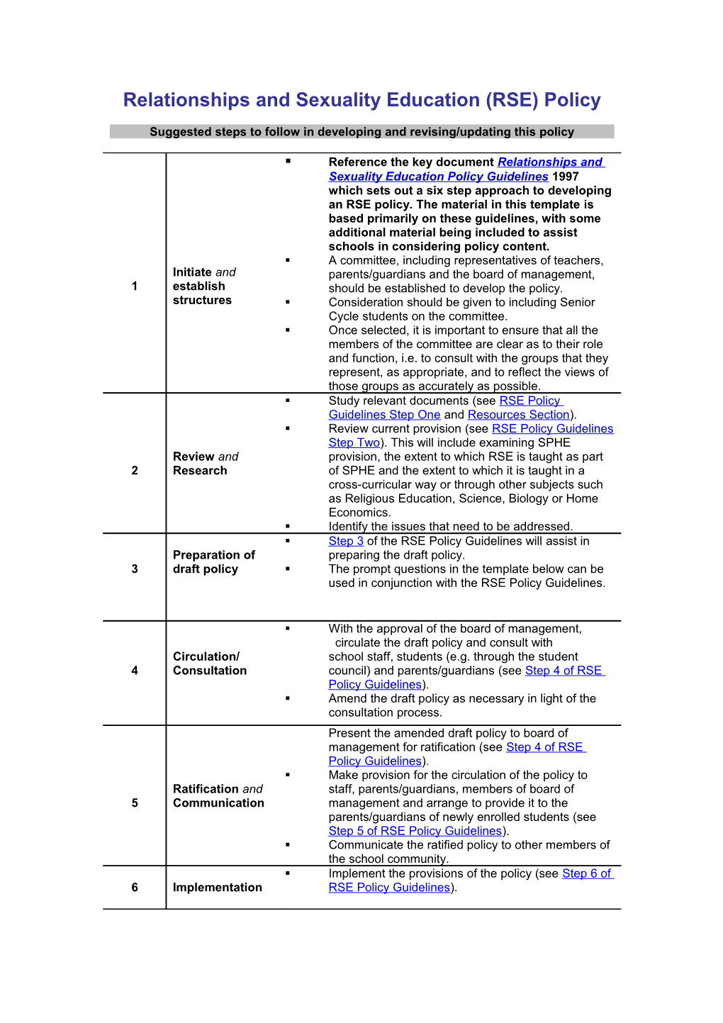 Template for Relationships and Sexuality Education (RSE) Policy (File Format Word 100KB)