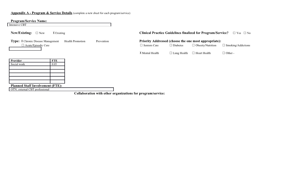 Appendix a - Program & Service Details (Complete a New Sheet for Each Program/Service)