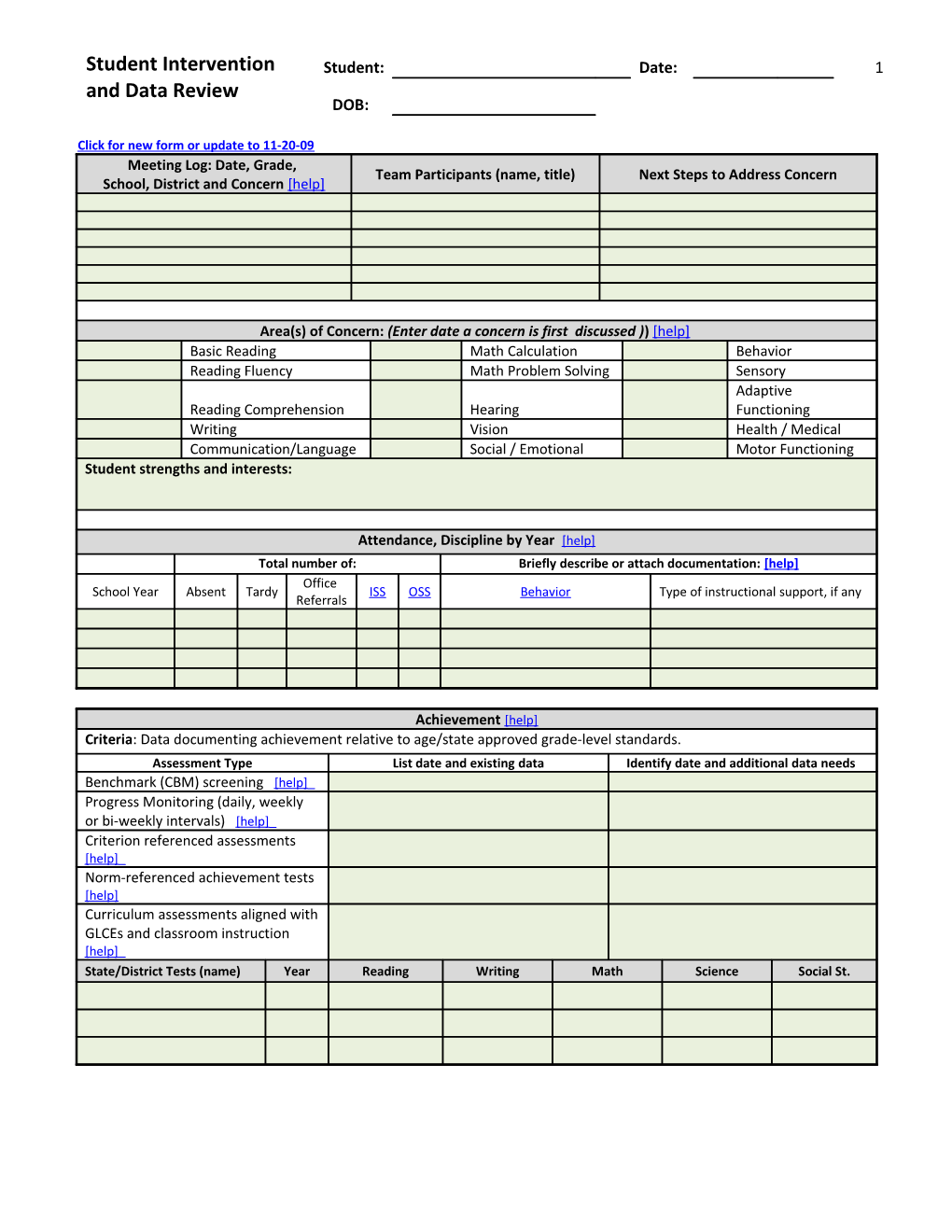 Click for New Form Or Update to 11-20-09