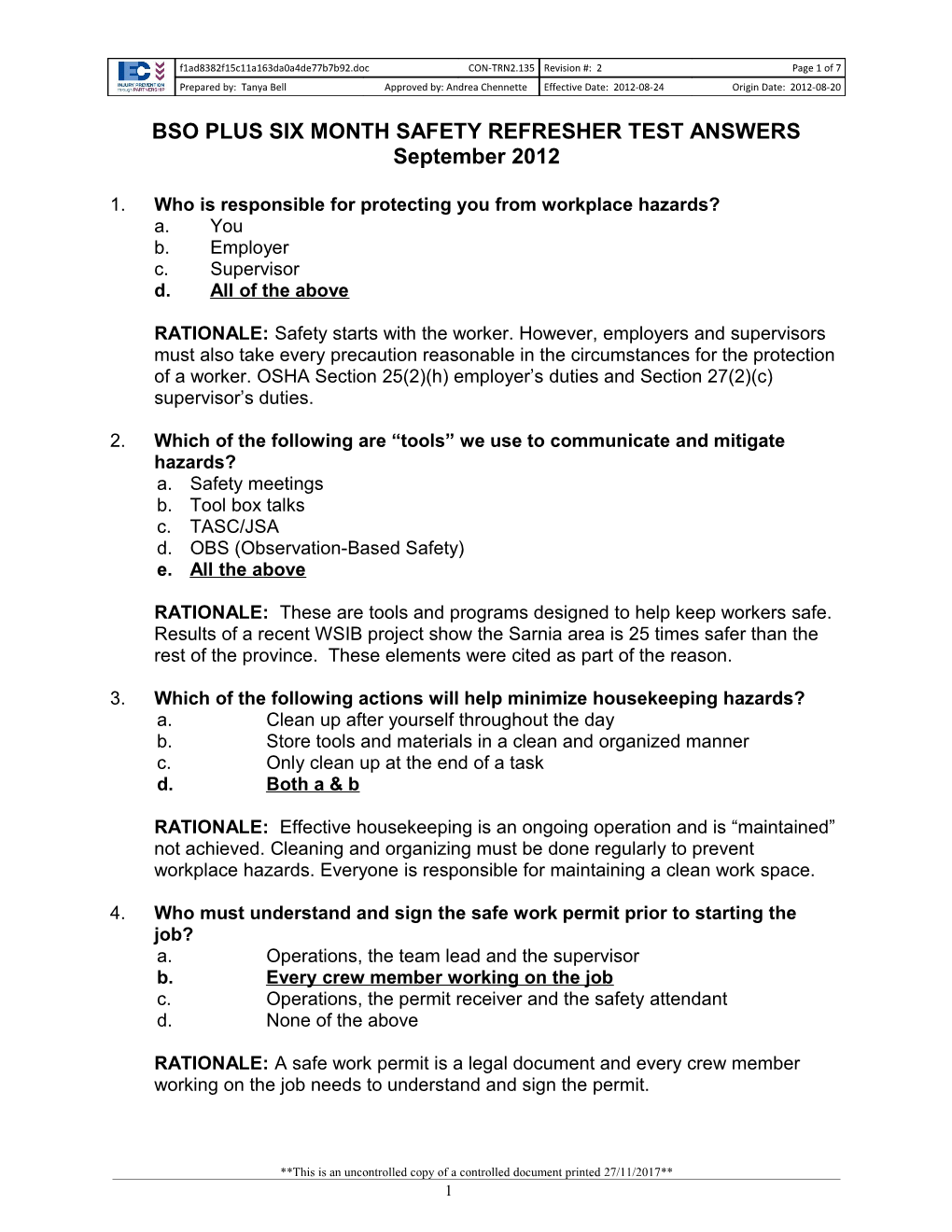 Monthly Safety Topic August Questions: EXT-TRN2