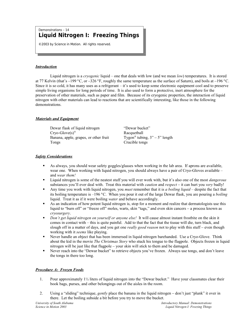 Demonstrations 14 Liquid Nitrogen I 3