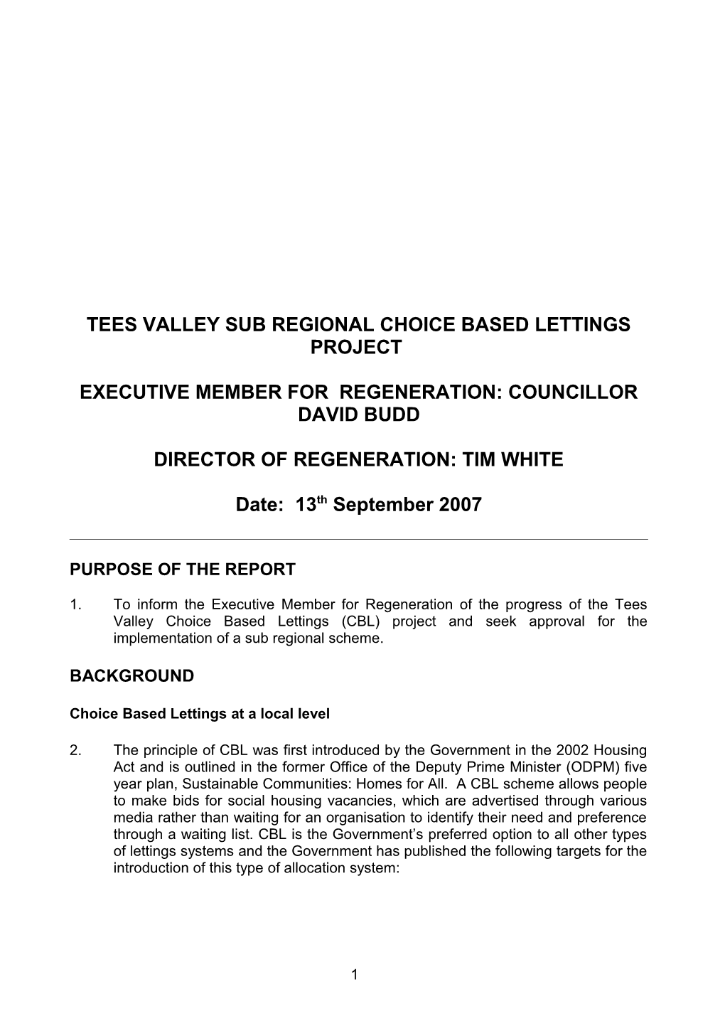 Tees Valley Sub Regional Choice Based Lettings Project