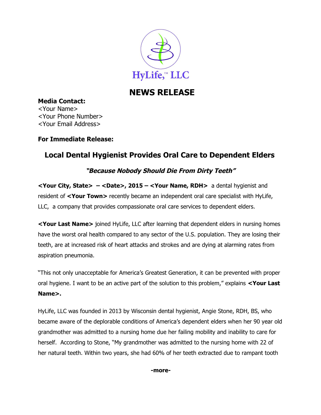 Local Dental Hygienist Provides Oral Care to Dependent Elders