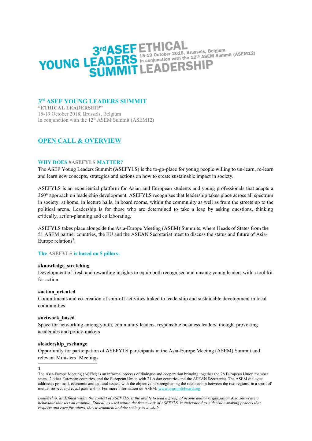 3Rd ASEF YOUNG LEADERS SUMMIT
