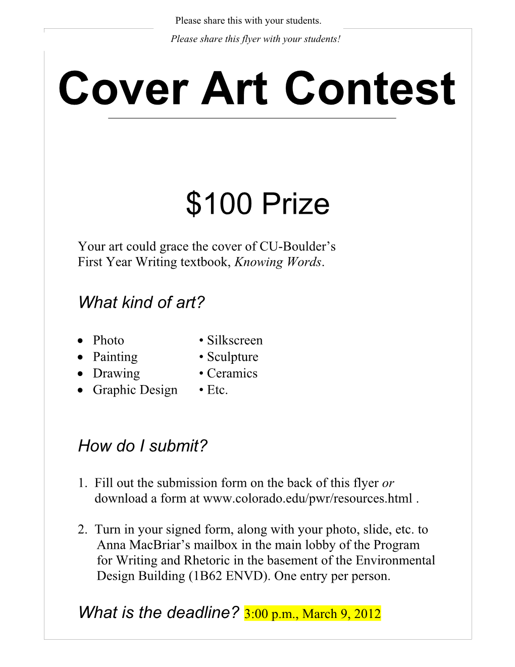 Cover Art Contest