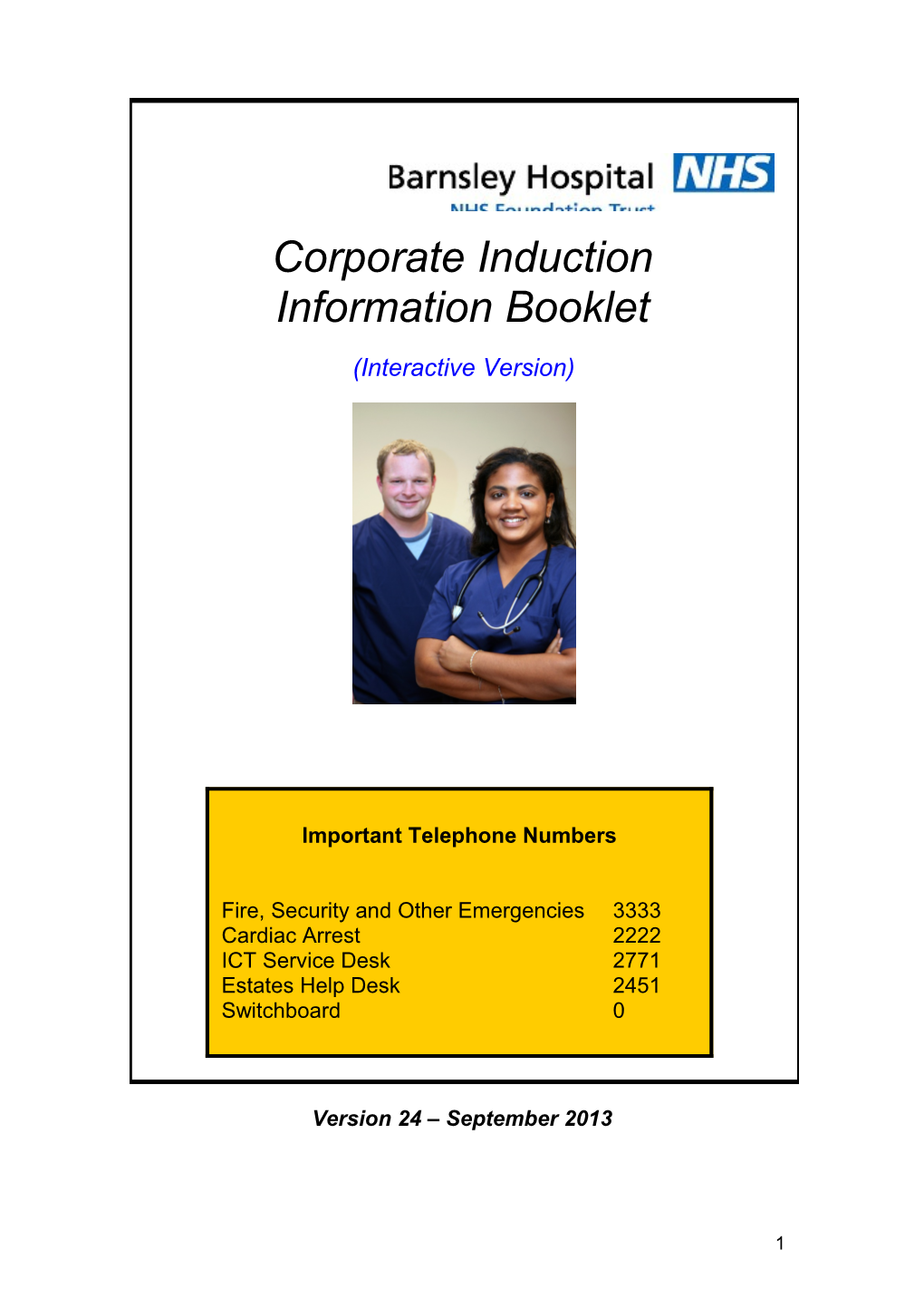 Corporate Induction Programme Including the Introductory Session