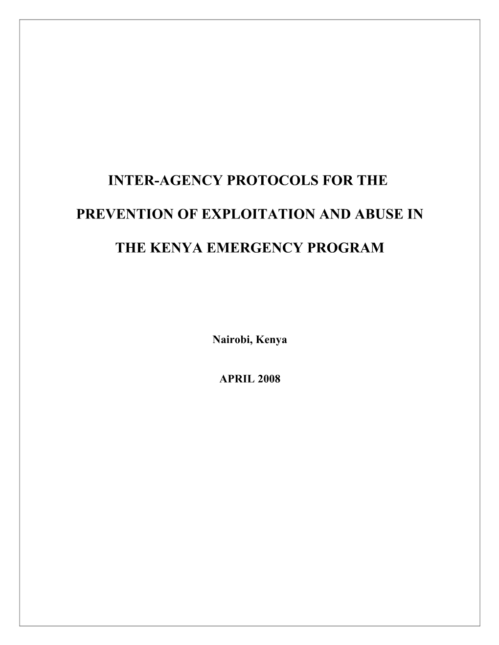 Inter-Agency Protocols For The