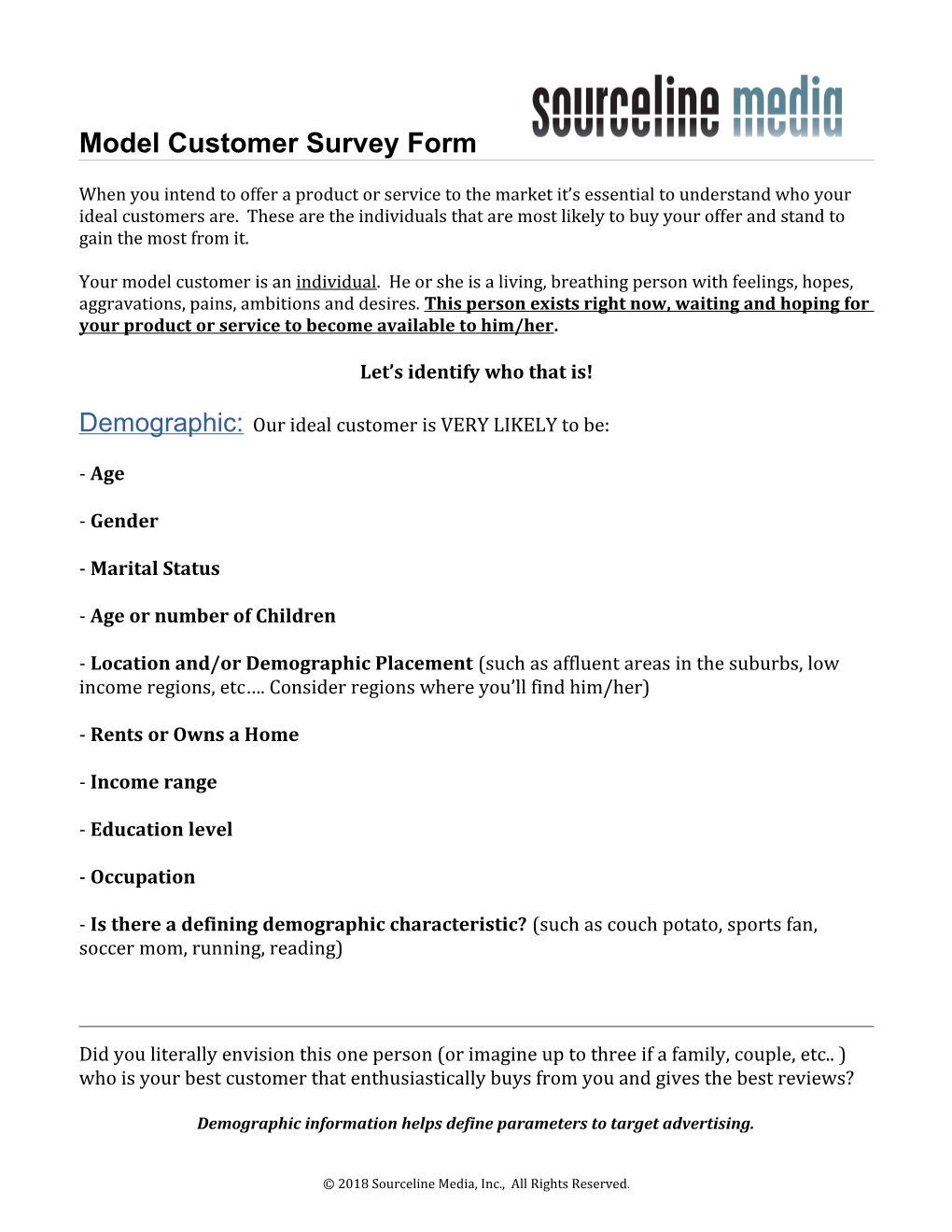 Model Customer Survey Form