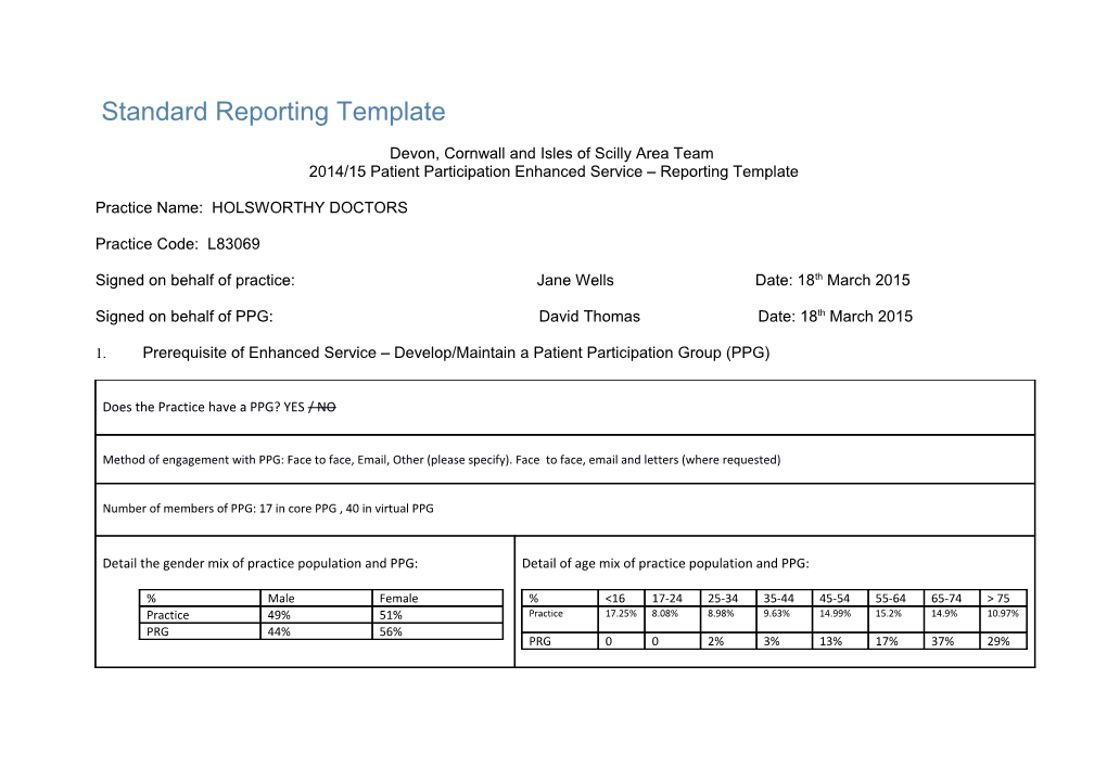 Patient Participation Enhanced Service - Reporting Template s2