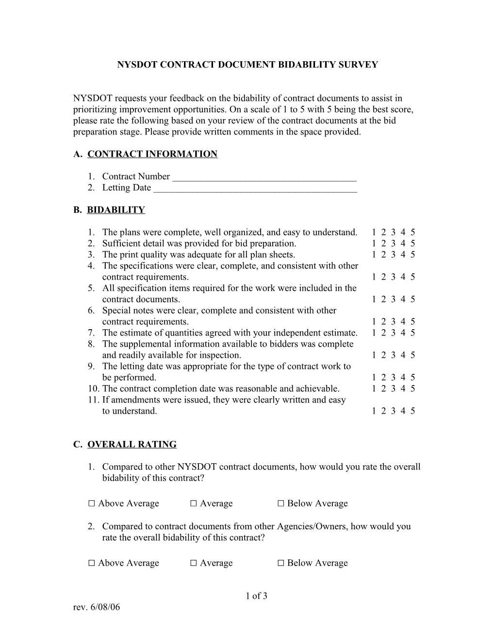 Contract Document Bidability Survey