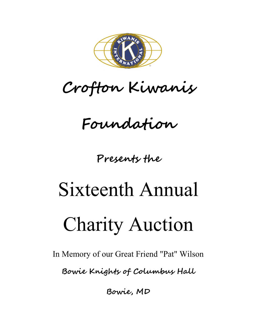 Sixteenth Annual Charity Auction