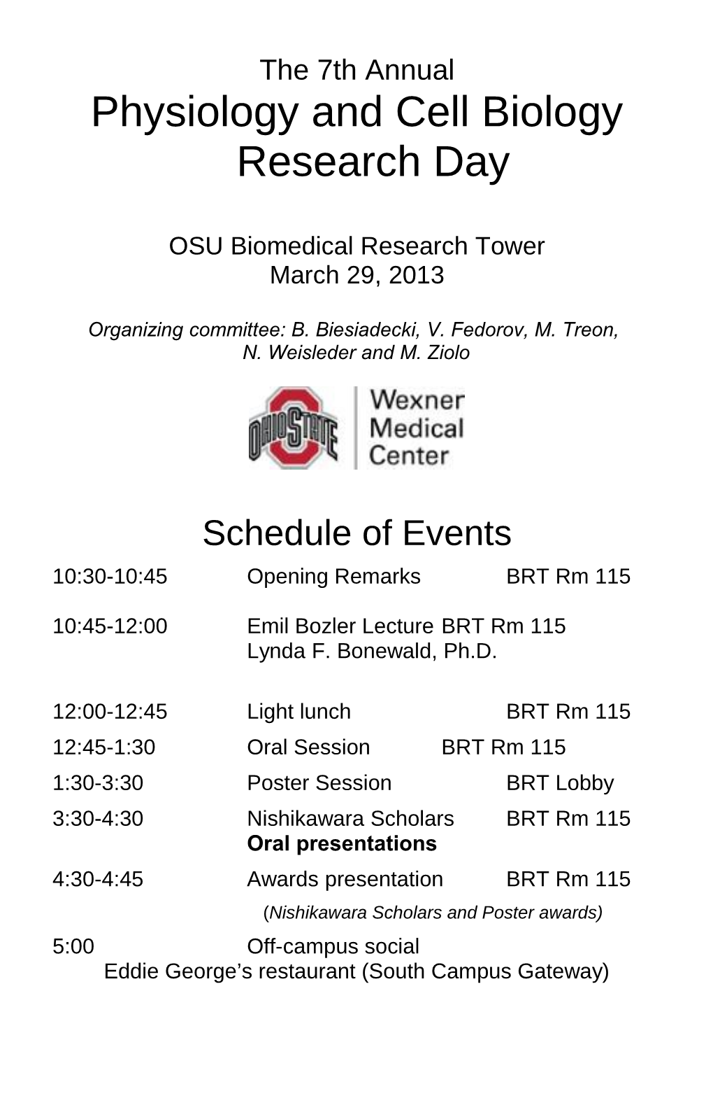 Physiology and Cell Biology Research Day