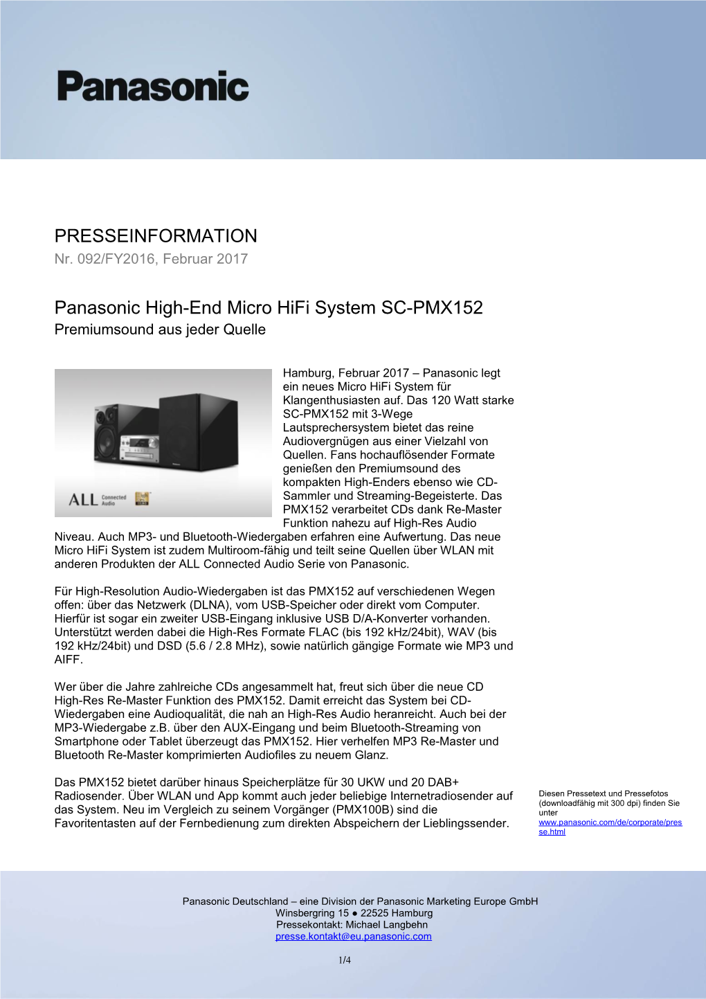 Digitales Pressepapier Panasonic
