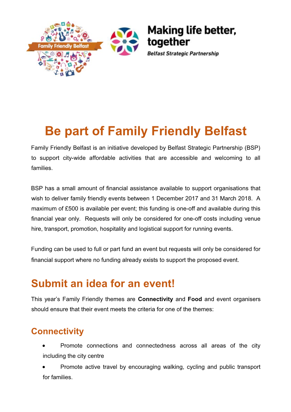 Be Part of Family Friendly Belfast