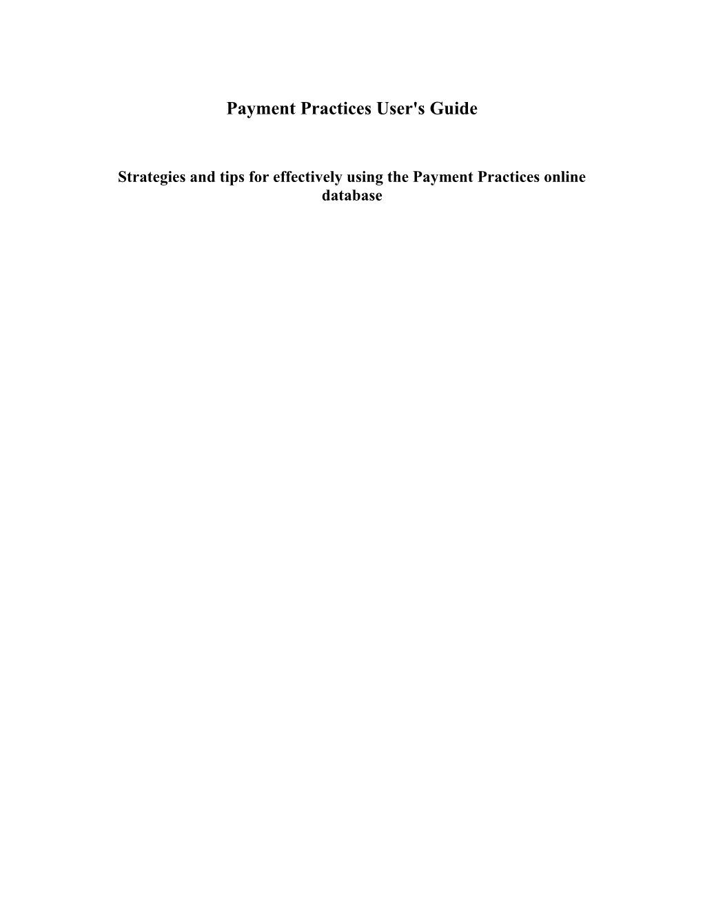 Payment Practices Users Guide