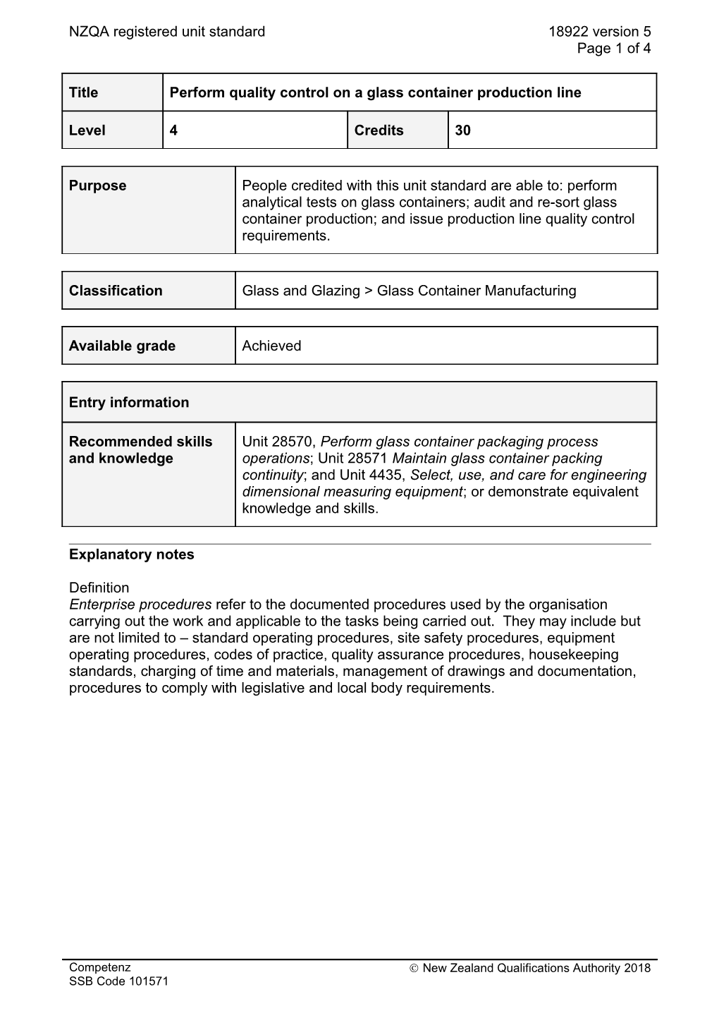 18922 Perform Quality Control on a Glass Container Production Line