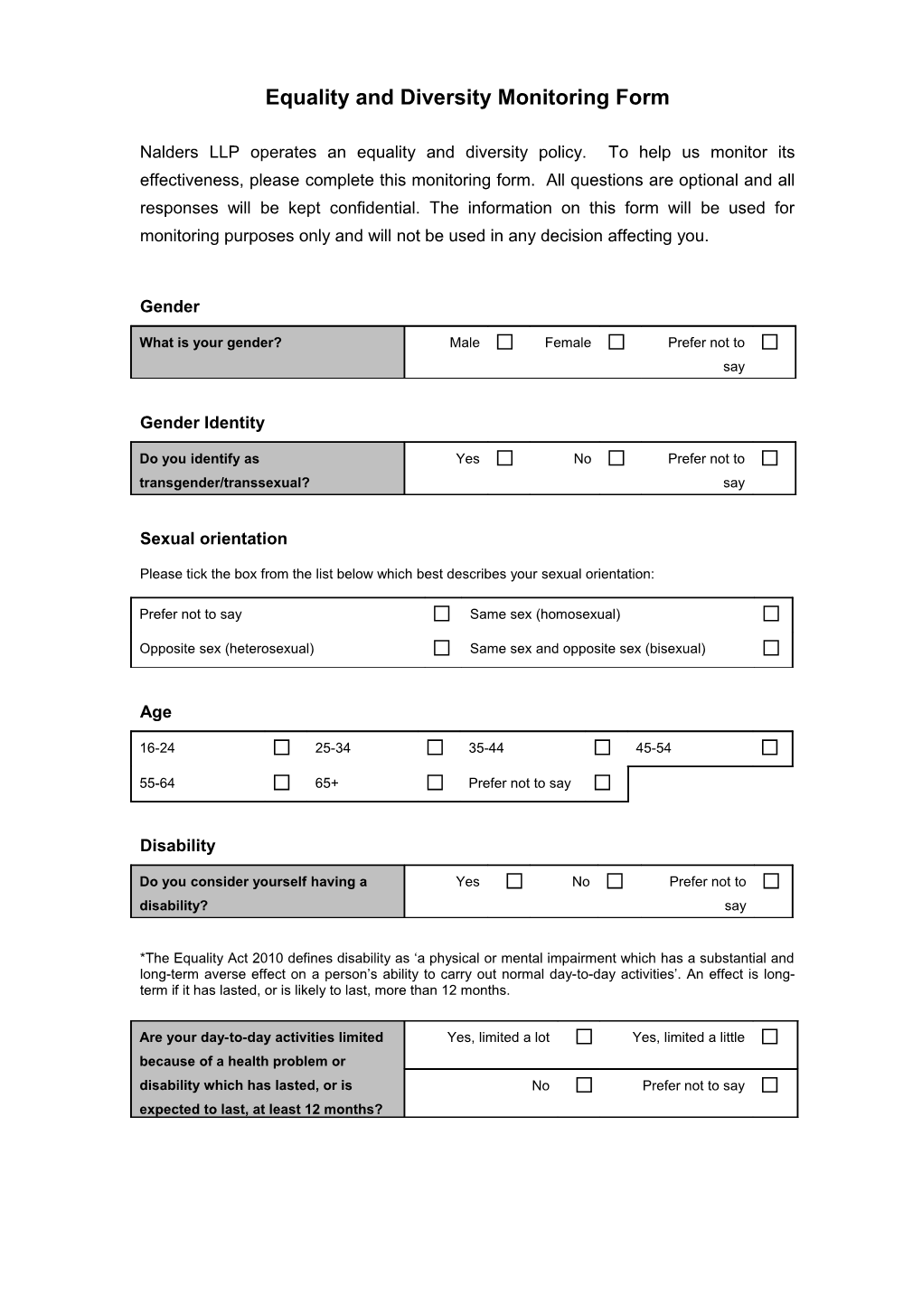 Equality and Diversity Monitoring Form s1